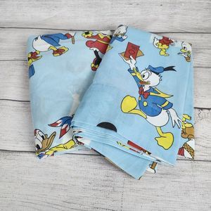 Vtg 80s Disney Frontierland Twin Sheet Set Mickey Mouse Donald Minnie Pluto
